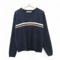 L★古着 長袖 セーター メンズ 90年代 90s アクリル クルーネック USA製 紺他 25nov28