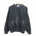 M★古着 長袖 セーター メンズ 90年代 90s アクリル クルーネック USA製 黒他 25nov28
