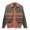 M★古着 長袖 ニット カーディガン メンズ 80年代 80s 襟付き ウール 茶他 25nov29