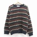 M★古着 長袖 セーター メンズ 90年代 90s アクリル クルーネック USA製 ベージュ他 25nov29
