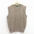 M★古着 ジャンセン ケーブル ニット ベスト メンズ 90年代 90s Vネック USA製 茶 25dec01