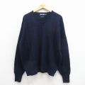 XL★古着 ラルフローレン ポロゴルフ 長袖 ブランド セーター メンズ 90年代 90s ラムウール クルーネック 紺他【spe】 25dec01