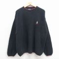 XL★古着 長袖 セーター メンズ 90年代 90s ヨット コットン クルーネック USA製 黒 25dec01
