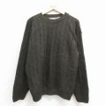 L★古着 長袖 ケーブル セーター メンズ 90年代 90s クルーネック USA製 濃茶 25dec01