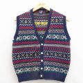 S★古着 ギャップ GAP ニット ベスト メンズ 90年代 90s フェアアイル コットン 紺他【spe】 25dec02