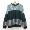 M★古着 長袖 セーター メンズ 90年代 90s アクリルクルーネック USA製 黒他 25dec02