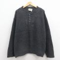 XL★古着 エディーバウアー 長袖 セーター メンズ 00年代 00s 無地 コットン ヘンリーネック 濃グレー 霜降り 25dec02