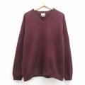XL★古着 エルエルビーン 長袖 セーター メンズ 00年代 00s 無地 コットン Vネック エンジ 25dec02