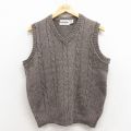 M★古着 マックレガー ケーブル ニット ベスト メンズ 90年代 90s Vネック 濃ベージュ 25dec02