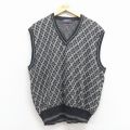 L★古着 ニット ベスト メンズ Vネック グレー 25dec02