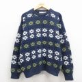 ケーブルセーター 90s ネイビー XL | 古着