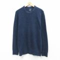 M★古着 ギャップ GAP 長袖 セーター メンズ 00年代 00s 無地 コットン クルーネック 紺 25dec04