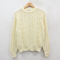 L★古着 シアーズ 長袖 ケーブル セーター メンズ 90年代 90s アクリル クルーネック 生成り 25dec04