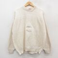 XL★古着 長袖 セーター メンズ 90年代 90s ゴルフ 刺繍 コットン クルーネック USA製 生成り 25dec04