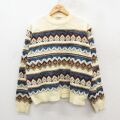 L★古着 長袖 セーター メンズ 80年代 80s アクリル クルーネック 生成り系 25dec04