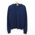 L★古着 長袖 セーター メンズ 90年代 90s 無地 アクリル Vネック USA製 紺 25dec04