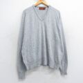 XL★古着 長袖 セーター メンズ 90年代 90s 無地 ラグラン 大きいサイズ アクリル Vネック USA製 グレー 25dec05