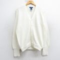 M★古着 IZOD 長袖 ニット カーディガン メンズ 90年代 90s ワンポイントロゴ アクリル USA製 白 25dec05
