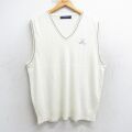 L★古着 ニット ベスト メンズ 90年代 90s ゴルフ アクリル Vネック USA製 白 25dec05