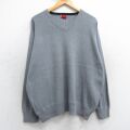 XL★古着 リーバイス Levis 長袖 セーター メンズ 90年代 90s 大きいサイズ コットン Vネック グレー 25dec05