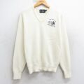 S★古着 長袖 セーター メンズ 90年代 90s スノーモービル ラグラン アクリル Vネック USA製 薄黄 25dec05