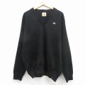 XL★古着 長袖 セーター メンズ 00年代 00s 星条旗 大きいサイズ アクリル Vネック 黒 25dec05