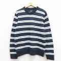 M★古着 ギャップ GAP 長袖 セーター メンズ コットン クルーネック 紺他 ボーダー 25dec05