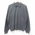 L★古着 バンヒューセン 長袖 セーター メンズ 00年代 00s 襟付き 濃グレー 25dec12