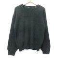 M★古着 長袖 セーター メンズ 90年代 90s アクリル クルーネック USA製 濃緑 25dec12