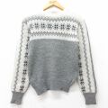 XS★古着 長袖 セーター メンズ 70年代 70s ウール クルーネック グレー他 25dec12