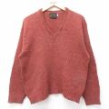 M★古着 長袖 セーター メンズ 70年代 70s シェットランドウール ウール Vネック 茶系 霜降り 25dec12