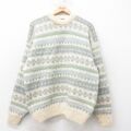 L★古着 長袖 セーター メンズ 90年代 90s ウール アルパカ クルーネック イングランド製 生成り他 25dec12