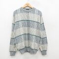 L★古着 長袖 セーター メンズ 90年代 90s ウール クルーネック USA製 グレー他 25dec13