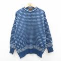 L★古着 ボストントレーダーズ 長袖 セーター メンズ 00年代 00s バーズアイ ウール クルーネック 紺他【spe】 25dec13