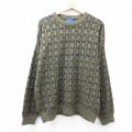 XL★古着 タウンクラフト 長袖 セーター メンズ 90年代 90s アクリル クルーネック 茶系他 25dec16