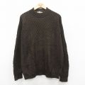 XL★古着 長袖 セーター メンズ 90年代 90s ウール モックネック ハイネック イタリア製 茶 25dec16