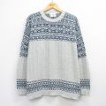 XL★古着 長袖 セーター メンズ 90年代 90s 大きいサイズ コットン クルーネック USA製 グレー 霜降り他 25dec16