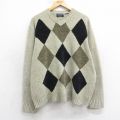 XL★古着 長袖 セーター メンズ 00年代 00s Vネック ベージュ系他 25dec20
