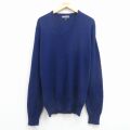 M★古着 ピューリタン 長袖 セーター メンズ 80年代 80s 無地 アクリル Vネック USA製 紺 25dec19