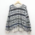 XL★古着 セントジョンズベイ 長袖 セーター メンズ 00年代 00s ネイティブ柄 ラグ柄 クルーネック 薄ベージュ【spe】 25dec19