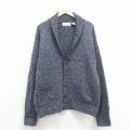 L★古着 オービス 長袖 ニット カーディガン メンズ 00年代 00s ショールカラー 紺 霜降り 25dec19