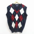 L★古着 アロー ニット ベスト メンズ 80年代 80s アーガイル アクリル  25dec29