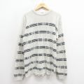 M★古着 ニューエラ 長袖 セーター メンズ 90年代 90s アクリル クルーネック USA製 薄ベージュ 25dec29
