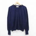 L★古着 アーノルドパーマー 長袖 セーター メンズ80年代 80s 無地 ラグラン アクリル Vネック USA製 紺 25dec22