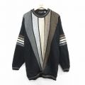 L★古着 長袖 セーター メンズ 90年代 90s ロング丈 アクリル クルーネック USA製 黒他 25dec22