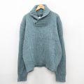 XL★古着 ラルフローレン 長袖 ブランド ケーブル セーター メンズ 90年代 90s 大きいサイズ ウール ショールカラー デッドストック 薄紺【spe】 25dec22