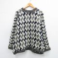 L★古着 長袖 セーター メンズ 手織り ハンドメイド ウール クルーネック エクアドル製 グレー他【spe】 25dec22