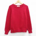 L★古着 エルエルビーン 長袖 セーター メンズ 80年代 80s 無地 ラグラン ウール クルーネック 赤 25dec22