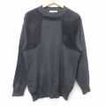 M★古着 長袖 セーター メンズ 80年代 80s ウール カシミア カシミヤ クルーネック イタリア製 黒他 25dec23