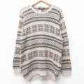 M★古着 トミーヒルフィガー 長袖 ブランド セーター メンズ 90年代 90s フェアアイル コットン クルーネック ベージュ他 25dec23